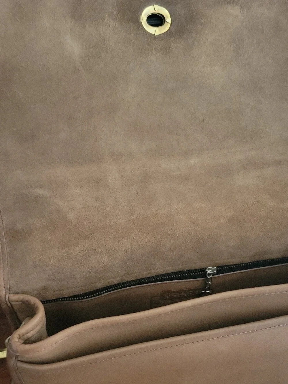 Vintage Coach Convertible Clutch In Putty with Solid Brass Turn-Lock